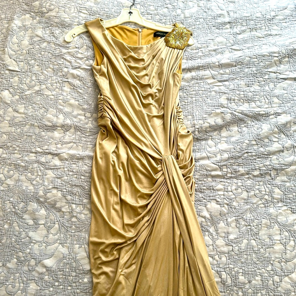 Tadashi Shoji light gold dress.     Size XS
